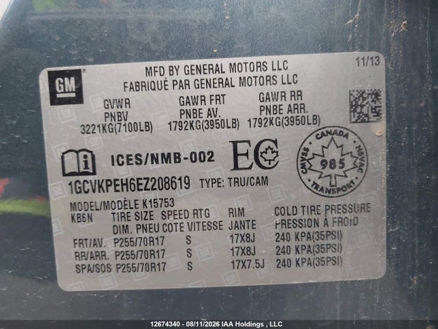 2014 Chevrolet Silverado 1500 1wt/2wt მანქანა იყიდება აუქციონზე, vin: 1GCVKPEH6EZ208619, აუქციონის ნომერი: 12674340