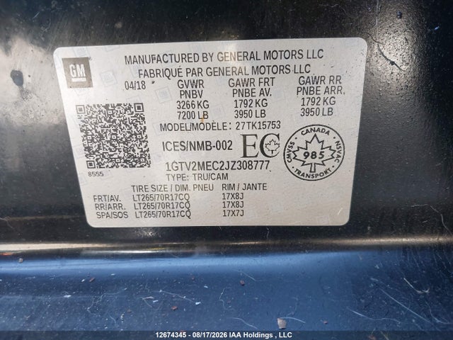 GMC Sierra 1500 Sle 2018 1GTV2MEC2JZ308777 Image 9