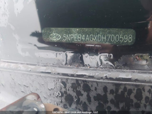 12674374 :رقم المزاد ، 5NPEB4ACXDH700598 vin ، 2013 Hyundai Sonata Gl مزاد بيع