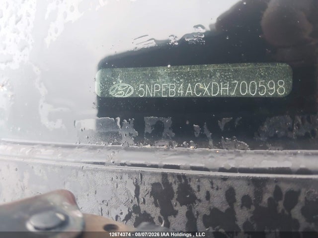 12674374 :رقم المزاد ، 5NPEB4ACXDH700598 vin ، 2013 Hyundai Sonata Gl مزاد بيع