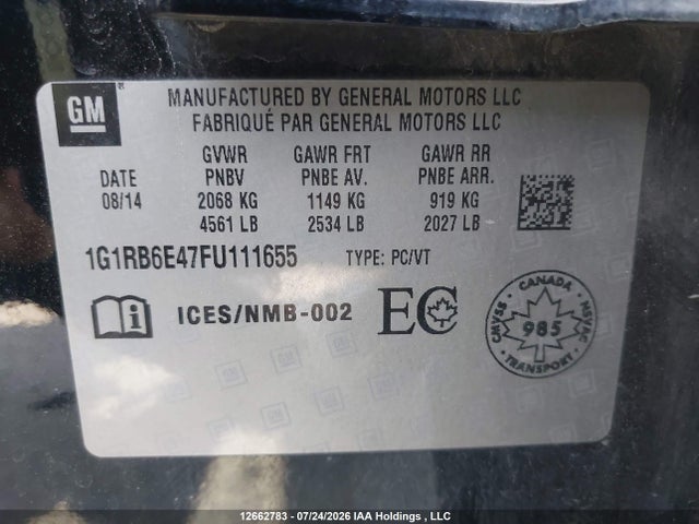 Chevrolet Volt 2015 1G1RB6E47FU111655 Image 9