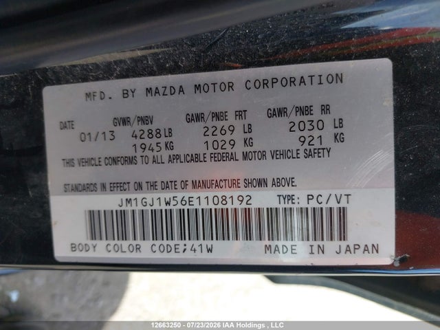 Продаж на аукціоні авто 2014 Mazda Mazda6 Gt, vin: JM1GJ1W56E1108192, номер лоту: 12663250