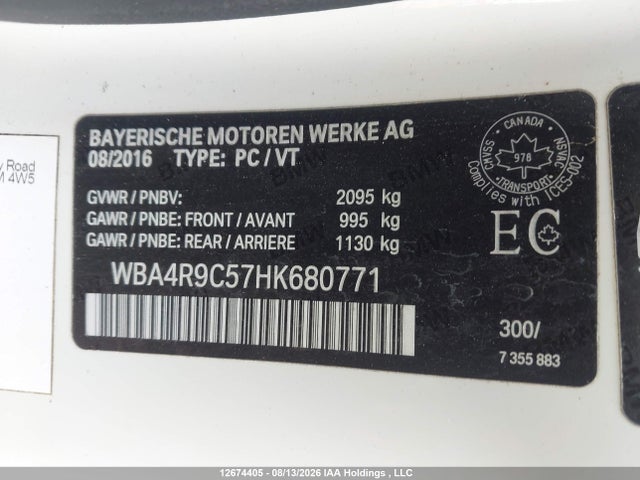 2017 Bmw 430i Xdrive მანქანა იყიდება აუქციონზე, vin: WBA4R9C57HK680771, აუქციონის ნომერი: 12674405
