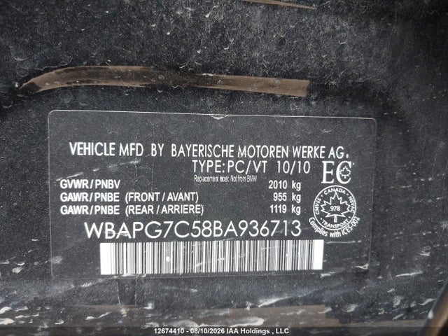 12674410 :رقم المزاد ، WBAPG7C58BA936713 vin ، 2011 Bmw 323i مزاد بيع