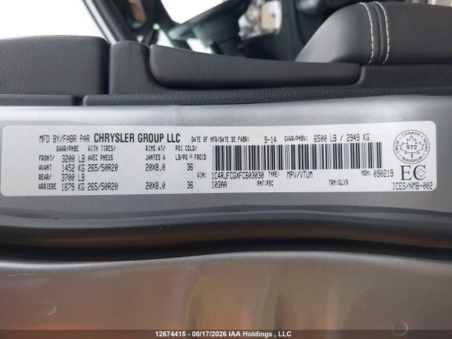 1C4RJFCGXFC603030 Jeep Grand Cherokee Overland