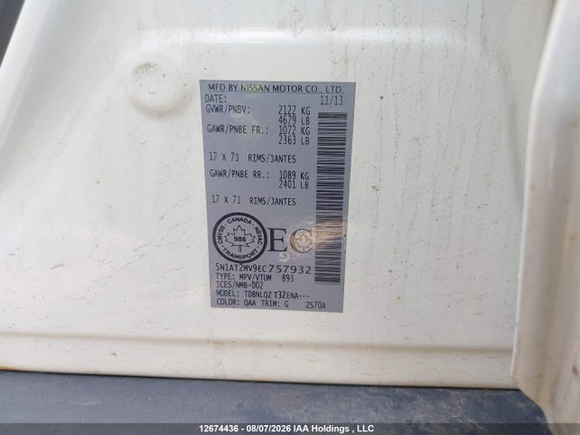 Nissan Rogue S/sl/sv 2014 5N1AT2MV9EC757932 Image 9
