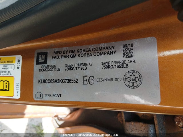 Chevrolet Spark 1lt Manual 2019 KL8CC6SA3KC736552 Image 18