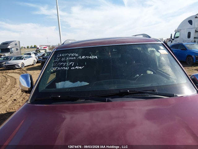 12674476 :رقم المزاد ، JN8AY2DB2M9794591 vin ، 2021 Nissan Armada Platinum مزاد بيع
