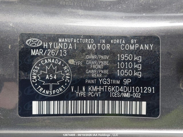 12674485 :رقم المزاد ، KMHHT6KD4DU101291 vin ، 2013 Hyundai Genesis Premium مزاد بيع