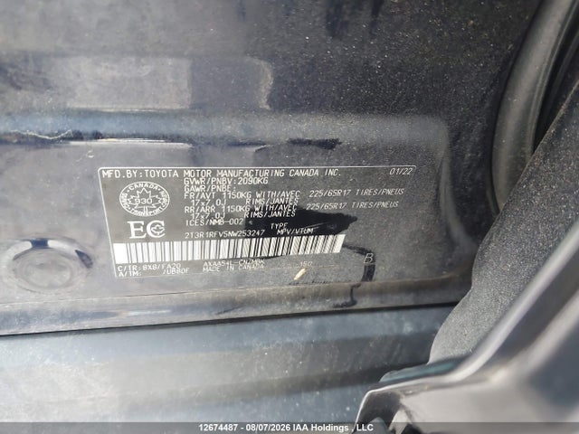 2T3R1RFV5NW253247 Toyota RAV4