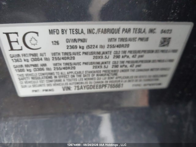 Tesla Model Y 2023 7SAYGDEE8PF765661 Image 23