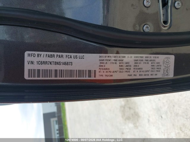 Auction sale of the 2022 Ram 1500 Classic Tradesman, vin: 1C6RR7KT8NS146873, lot number: 12674500
