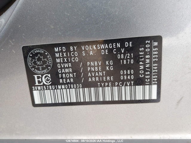 3VWE57BU1MM078030 Volkswagen Jetta Highline
