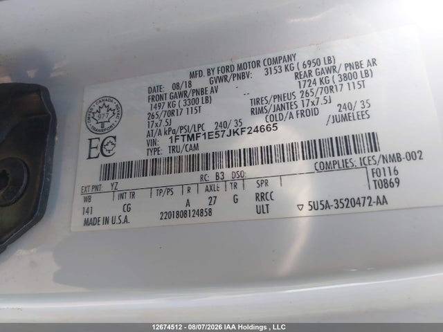 Ford F-150 Xl 2018 1FTMF1E57JKF24665 Image 9