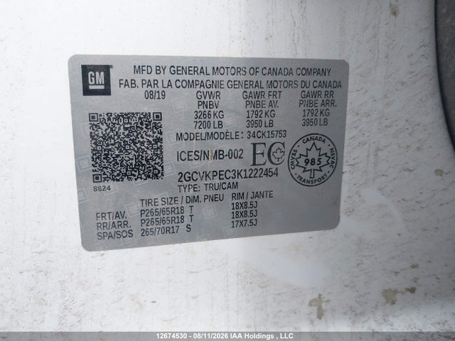 2GCVKPEC3K1222454 Chevrolet Silverado Ld K1500 Lt