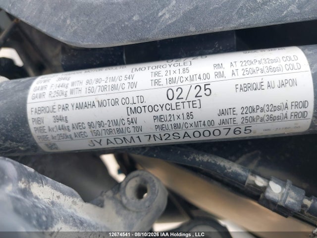 Yamaha Xtz690 2025 JYADM17N2SA000765 Image 10