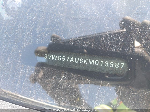 12674542 :رقم المزاد ، 3VWG57AU6KM013987 vin ، 2019 Volkswagen Golf 1.4 Tsi Comfortline/1.4 Tsi Execline/1.4 Tsi Highline مزاد بيع
