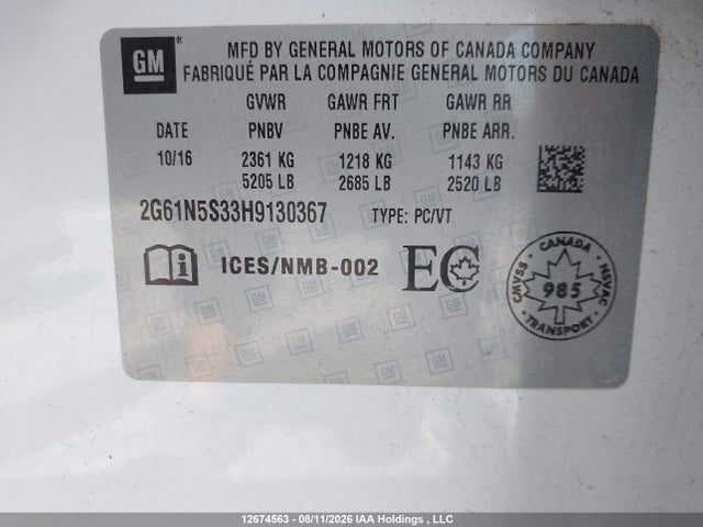 Продажа на аукционе авто 2017 Cadillac Xts Luxury, vin: 2G61N5S33H9130367, номер лота: 12674563