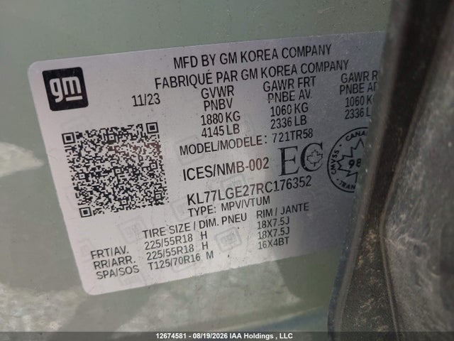 KL77LGE27RC176352 Chevrolet Trax