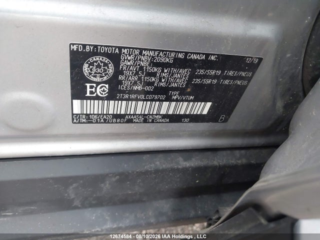 Toyota RAV4 2020 2T3R1RFV0LC079702 Image 9