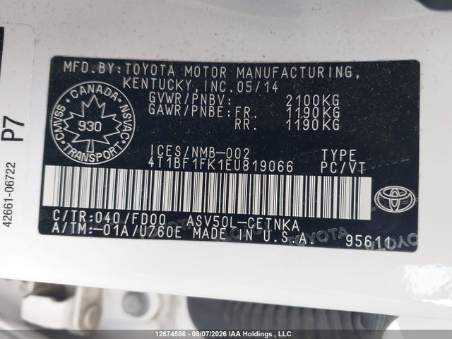 Toyota CAMRY LE 2014 4T1BF1FK1EU819066 Image 9