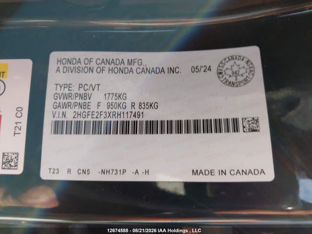 Honda Civic 2024 2HGFE2F3XRH117491 Image 9