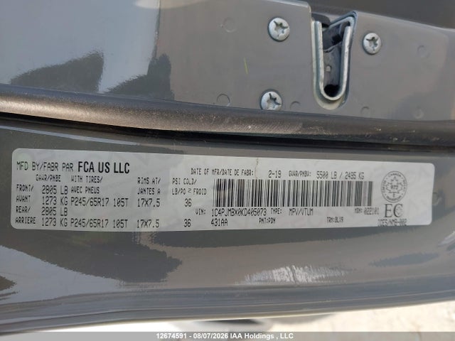 Jeep Cherokee Trailhawk 2019 1C4PJMBX0KD405073 Image 9