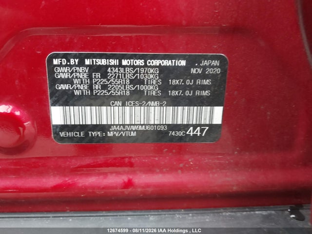 JA4AJVAW9MU601093 Mitsubishi Rvr Gt/le/se/sel
