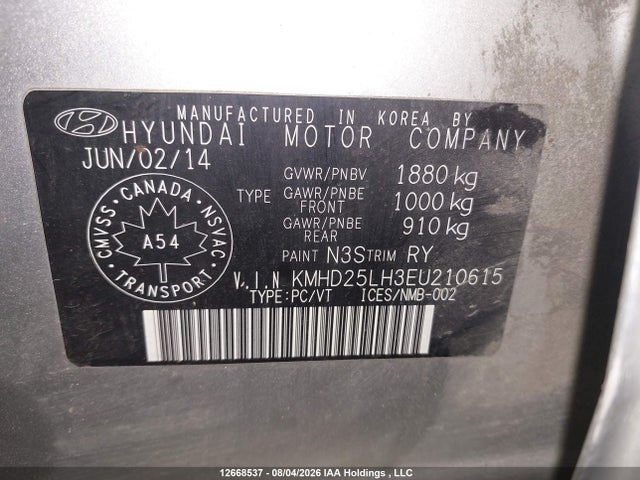 Продажа на аукционе авто 2014 Hyundai Elantra Gt Gl, vin: KMHD25LH3EU210615, номер лота: 12668537