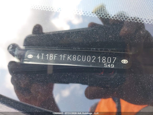 2012 Toyota Camry Se მანქანა იყიდება აუქციონზე, vin: 4T1BF1FK8CU021807, აუქციონის ნომერი: 12668682