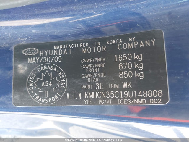 Продаж на аукціоні авто 2009 Hyundai Accent, vin: KMHCN35C19U148808, номер лоту: 12671221