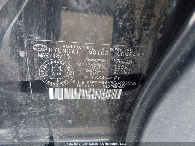 Продаж на аукціоні авто 2016 Hyundai Elantra Gls, vin: KMHDH4AH6GU492506, номер лоту: 12674610
