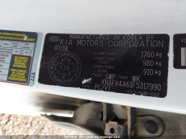 KNAFX4A61F5317990 KIA FORTE LX