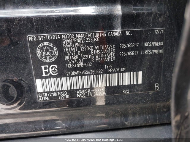 Продаж на аукціоні авто 2025 Toyota Rav4, vin: 2T3BWRFV5SW260682, номер лоту: 12674618