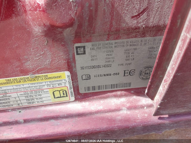 12674641 :رقم المزاد ، 3G1TC6DG9BL148922 vin ، 2011 Chevrolet Aveo Lt مزاد بيع