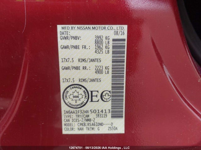 Продажа на аукционе авто 2017 Nissan Titan Xd S, vin: 1N6AA1F32HN501413, номер лота: 12674701