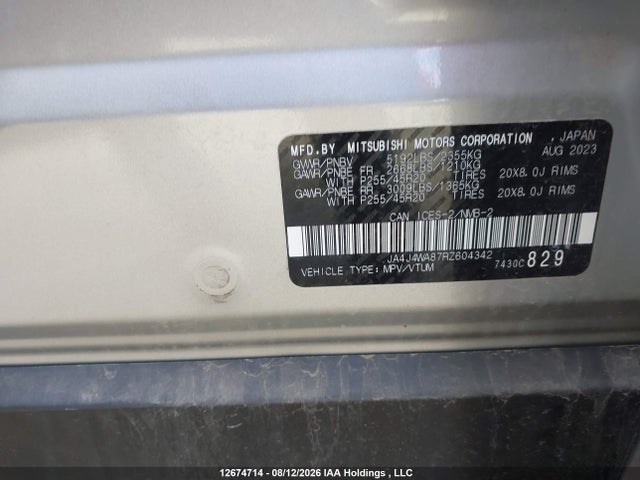 Продаж на аукціоні авто 2024 Mitsubishi Outlander Sel/platinum Edition, vin: JA4J4WA87RZ604342, номер лоту: 12674714