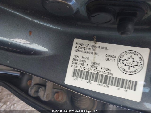 Продаж на аукціоні авто 2012 Honda Civic Lx, vin: 2HGFB2F47CH102388, номер лоту: 12674752