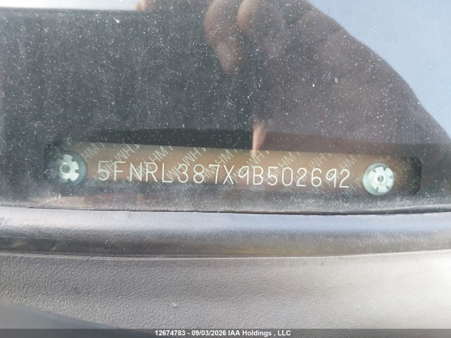 2009 Honda Odyssey Ex-l მანქანა იყიდება აუქციონზე, vin: 5FNRL387X9B502692, აუქციონის ნომერი: 12674783