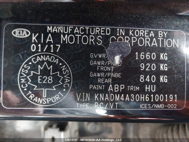 Продажа на аукционе авто 2017 Kia Rio Ex Special Edition/ex+ W/sunroof/lx/lx+/sx/sx W/navigation, vin: KNADM4A30H6100191, номер лота: 12674787