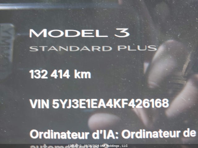 Продажа на аукционе авто 2019 Tesla Model 3 Long Range/mid Range/standard Range/standard Range Plus, vin: 5YJ3E1EA4KF426168, номер лота: 12674812