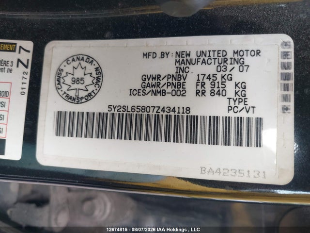 Продаж на аукціоні авто 2007 Pontiac Vibe, vin: 5Y2SL65807Z434118, номер лоту: 12674815