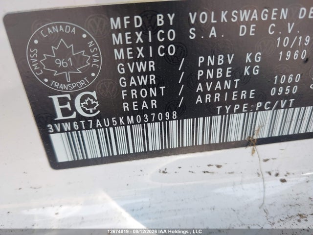 3VW6T7AU5KM037098 Volkswagen Gti S/se/autobahn/rabbit Edition