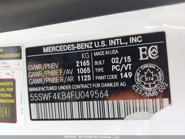 55SWF4KB4FU049564 Mercedes-Benz C 300 4matic