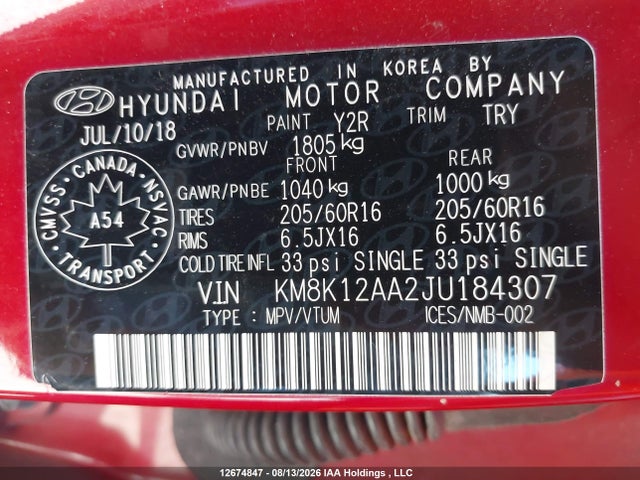 Hyundai Kona 2.0l Essential 2018 KM8K12AA2JU184307 Image 18