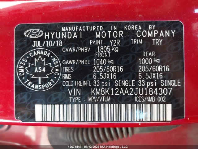 Hyundai Kona 2.0l Essential 2018 KM8K12AA2JU184307 Image 9