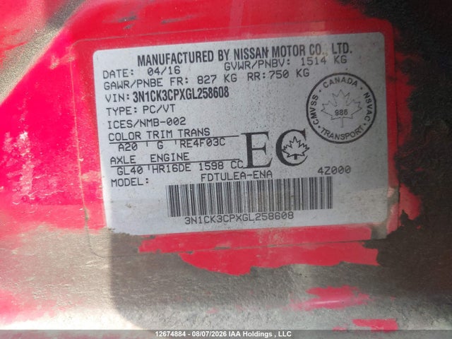 Nissan Micra 2016 3N1CK3CPXGL258608 Image 18