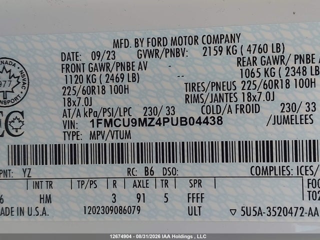 Ford Escape St-line 2023 1FMCU9MZ4PUB04438 Image 9