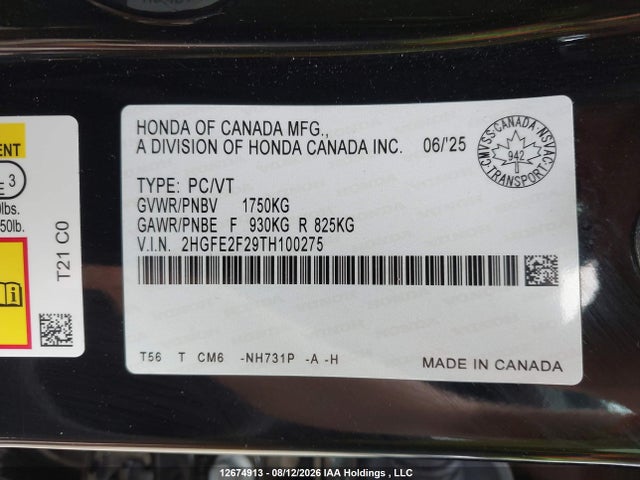 Honda Civic 2026 2HGFE2F29TH100275 Image 9
