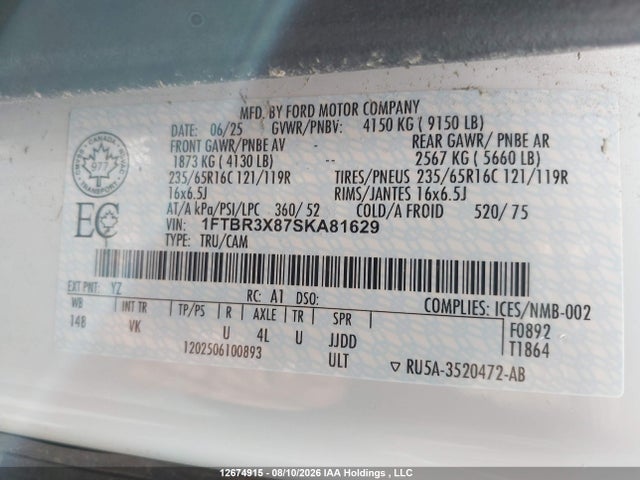 Ford Transit T-250 2025 1FTBR3X87SKA81629 Image 9